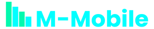 M-Mobile logo with green and blue bars on a transparent background